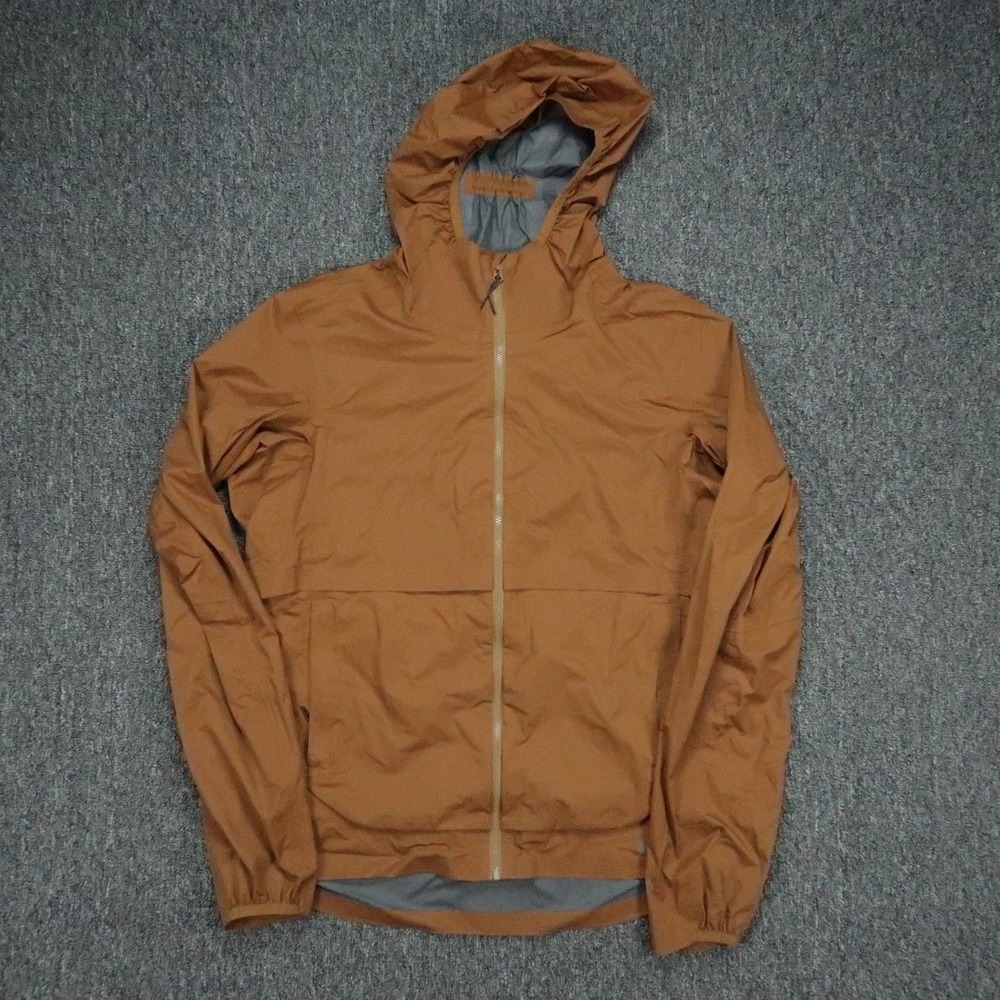 Janji Jacket Mens Small Brown Orange Rainrunner Hooded Full Zip Lightweight